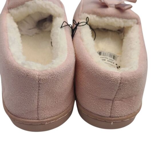 SLIPPER SET Soft Pink Suede Sherpa Faux Fur Lined NEW Sz M‎ (8-9) - Picture 6 of 12